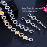 Yellow Red CZ Crystal Oval Shape Bangle Bracelet for Ladies