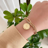 Stainless Steel Queen Head Coins Charms Bracelet for Women