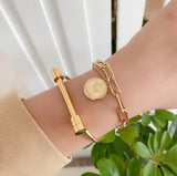 Stainless Steel Queen Head Coins Charms Bracelet for Women