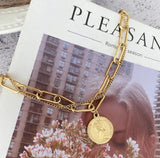 Stainless Steel Queen Head Coins Charms Bracelet for Women