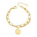 Stainless Steel Queen Head Coins Charms Bracelet for Women