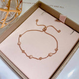 Adjustable Frosted Bead Bracelet Female Titanium Steel Plated 18K Rose