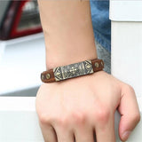 Vintage Leather Jewelry Cross Bracelet Men's Brown