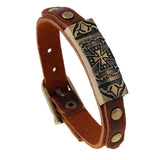 Vintage Leather Jewelry Cross Bracelet Men's Brown