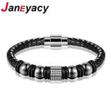 Janeyacy Jewelry Leather Bracelet Men Retro Women Bracelet Charm