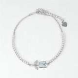 Crystal Round Stone Bracelet Rose Flower Chain Bracelet