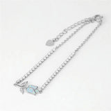 Crystal Round Stone Bracelet Rose Flower Chain Bracelet