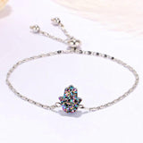 ShinyGem Fatima Hand Crystal Charm Bracelets Silver Plated Link Chain