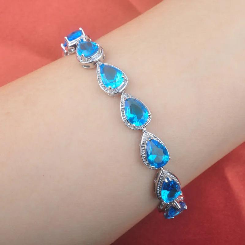 Water Drop Zirconia Link Chain Bracelet for Women
