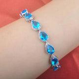 Water Drop Zirconia Link Chain Bracelet for Women