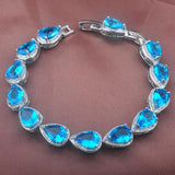 Water Drop Zirconia Link Chain Bracelet for Women