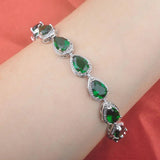 Water Drop Zirconia Link Chain Bracelet for Women