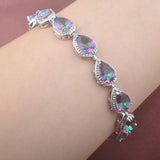 Water Drop Zirconia Link Chain Bracelet for Women