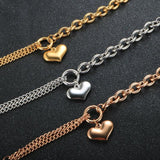 Heart Double Layer Chain Bracelets Stainless Steel Charm