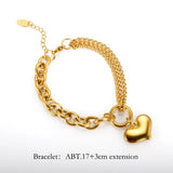 Heart Double Layer Chain Bracelets Stainless Steel Charm