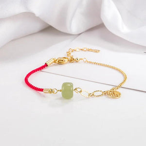 Hetian Jade Bracelet Women Girl Red Rope Vintage Birthday Gift