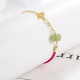 Hetian Jade Bracelet Women Girl Red Rope Vintage Birthday Gift