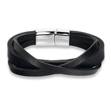 Braided Leather Bracelet Stainless Steel Men's Women's Jewelry