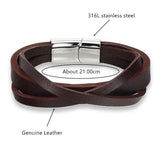 Braided Leather Bracelet Stainless Steel Men's Women's Jewelry