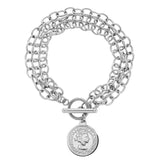 Stainless Steel Layer Chain Portrait Pendant Charm Bracelet