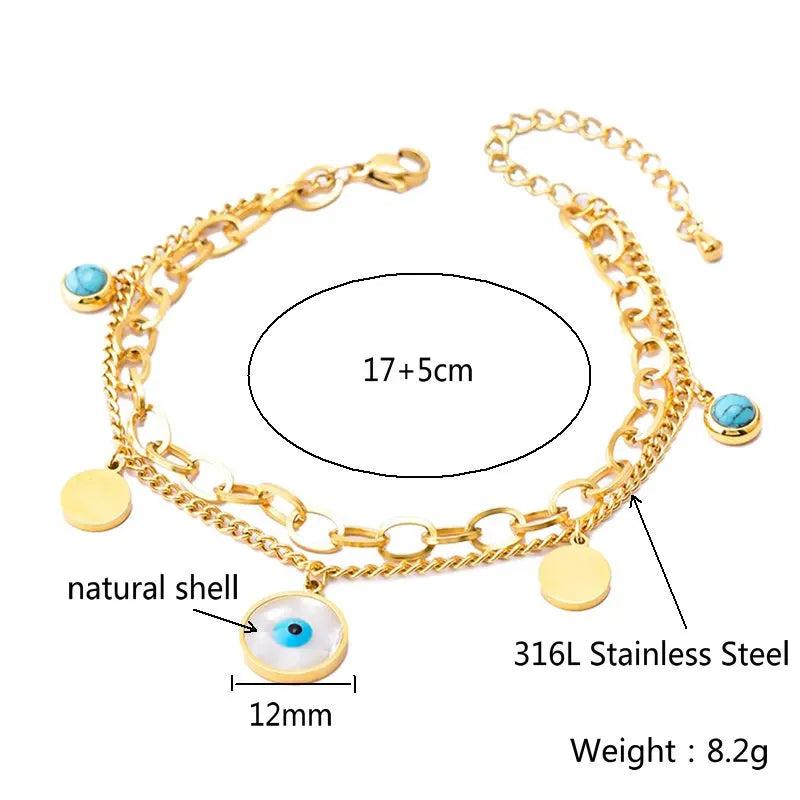 Dainty Stainless Steel Evil Eye Bracelet for Women