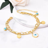 Dainty Stainless Steel Evil Eye Bracelet for Women