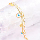 Dainty Stainless Steel Evil Eye Bracelet for Women