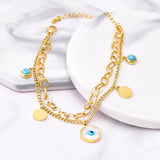Dainty Stainless Steel Evil Eye Bracelet for Women