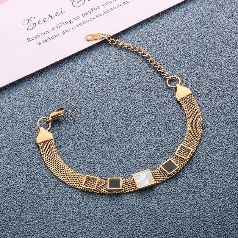 B540 Italian 8mm Mesh Link Chain Bracelet Women Adjustable