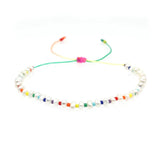 Boho Freshwater Pearl Bracelet Rainbow Bead Jewelry