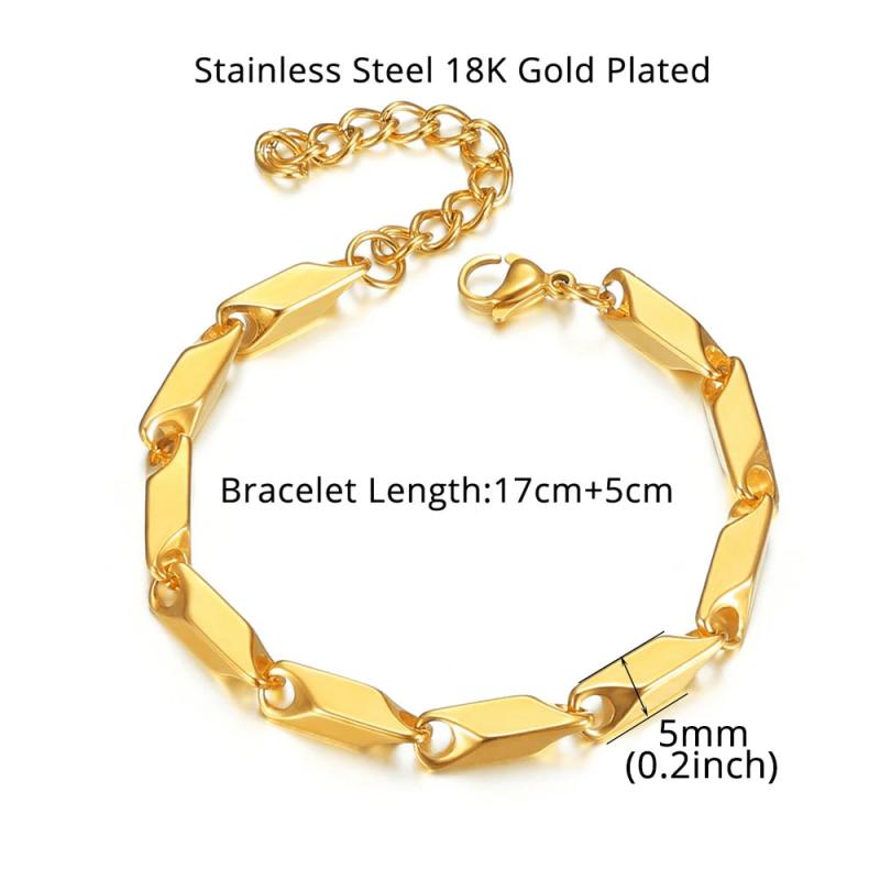 Stainless Steel Biker Chain Bracelet 3MM Irregular Punk Bangles