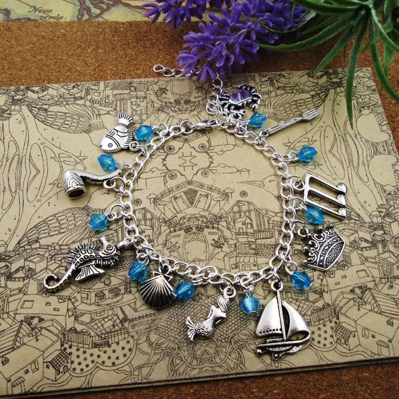 Ocean Charm Mermaid Music Sailboat Bracelet Jewelry