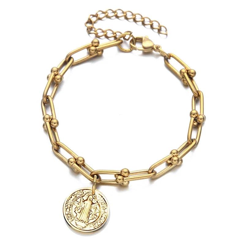 Catholic Stainless Steel Jesus Charm Bracelet For Women