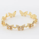 Crystal Butterfly Bangle Zircon Open Bracelet for Women