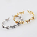 Crystal Butterfly Bangle Zircon Open Bracelet for Women