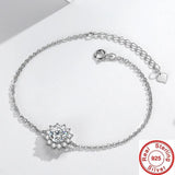Flower 1ct AAAAA Zircon Bracelet Silver Bangles for Women