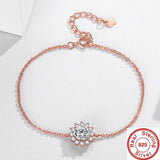 Flower 1ct AAAAA Zircon Bracelet Silver Bangles for Women