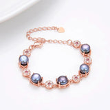 Baroque Natural Pearl Bracelet Rose Plated Metal Cz Woman