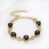 Baroque Natural Pearl Bracelet Rose Plated Metal Cz Woman