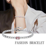 Pink Cubic Zirconia Tennis Bracelet for Women