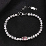 Pink Cubic Zirconia Tennis Bracelet for Women