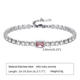 Pink Cubic Zirconia Tennis Bracelet for Women