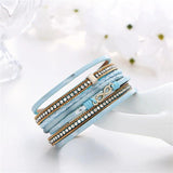 Bohemia Beads Crystal Leather Bracelets Magnetic Buckle Women's Pulseras