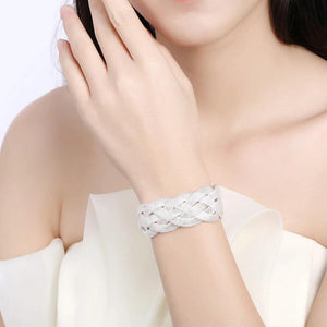 Mesh Woven Bracelets Retro Vintage Jewelry with 925 Silver Gift