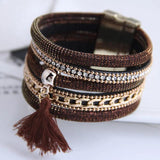 Punk PU Leather Bracelets Tassel Charm Bangles Men Accessories
