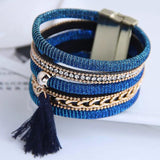 Punk PU Leather Bracelets Tassel Charm Bangles Men Accessories