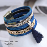 Punk PU Leather Bracelets Tassel Charm Bangles Men Accessories