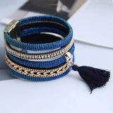 Punk PU Leather Bracelets Tassel Charm Bangles Men Accessories
