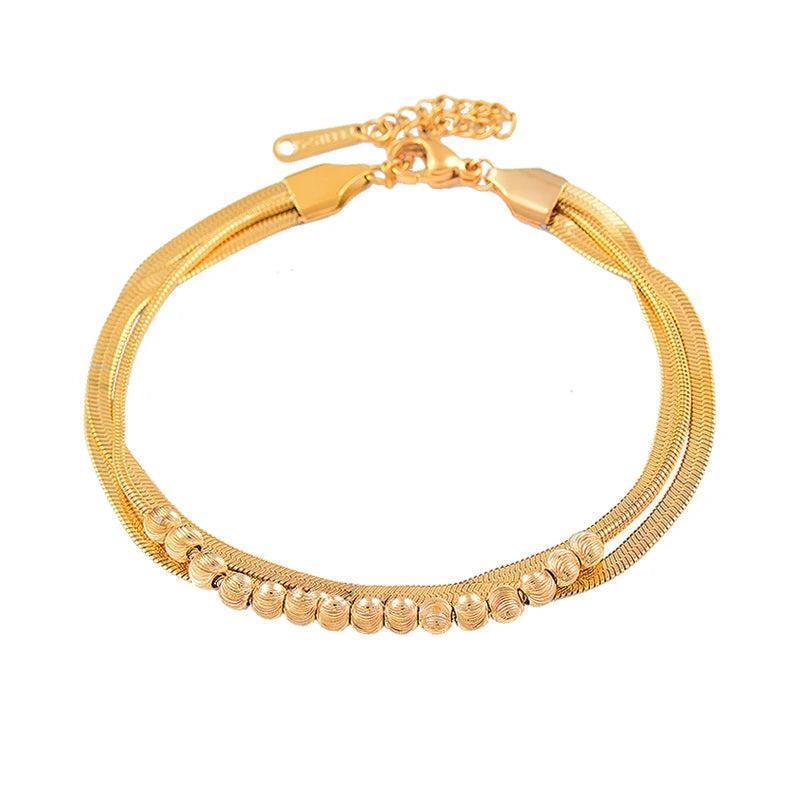 316L Stainless Steel Rose Silver 3 Layers Bracelets For Women