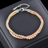 316L Stainless Steel Rose Silver 3 Layers Bracelets For Women